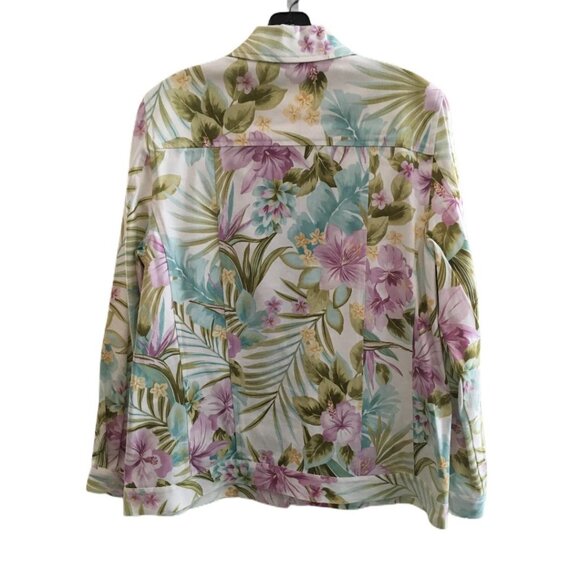 Alfred Dunner Jacket Size 10 Blazer Floral Cruise Flowers Tropical Summer Colors - Picture 2 of 3